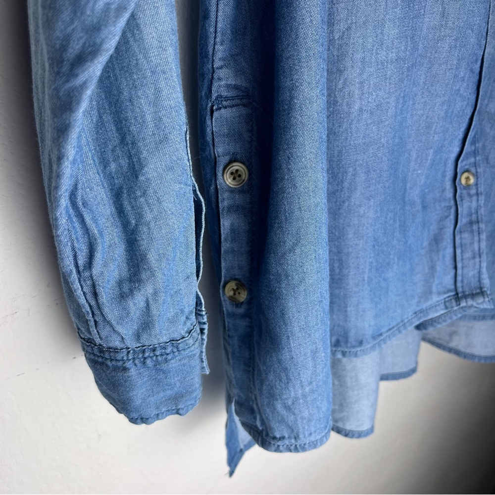 Melrose and Market Washed Denim Button-Up Shirt in Blue - Picture 6 of 9
